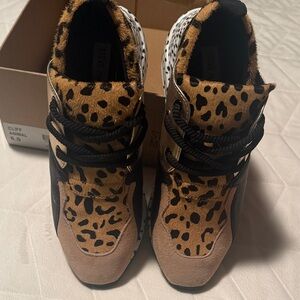 Steve Madden Leopard Print Sneakers - Black and Brown